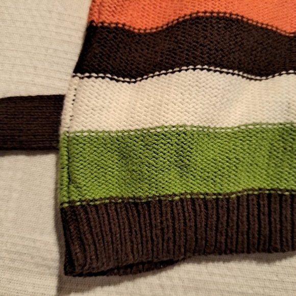 Gymboree girls size small long striped button up hooded sweater fall colors - Picture 2 of 4